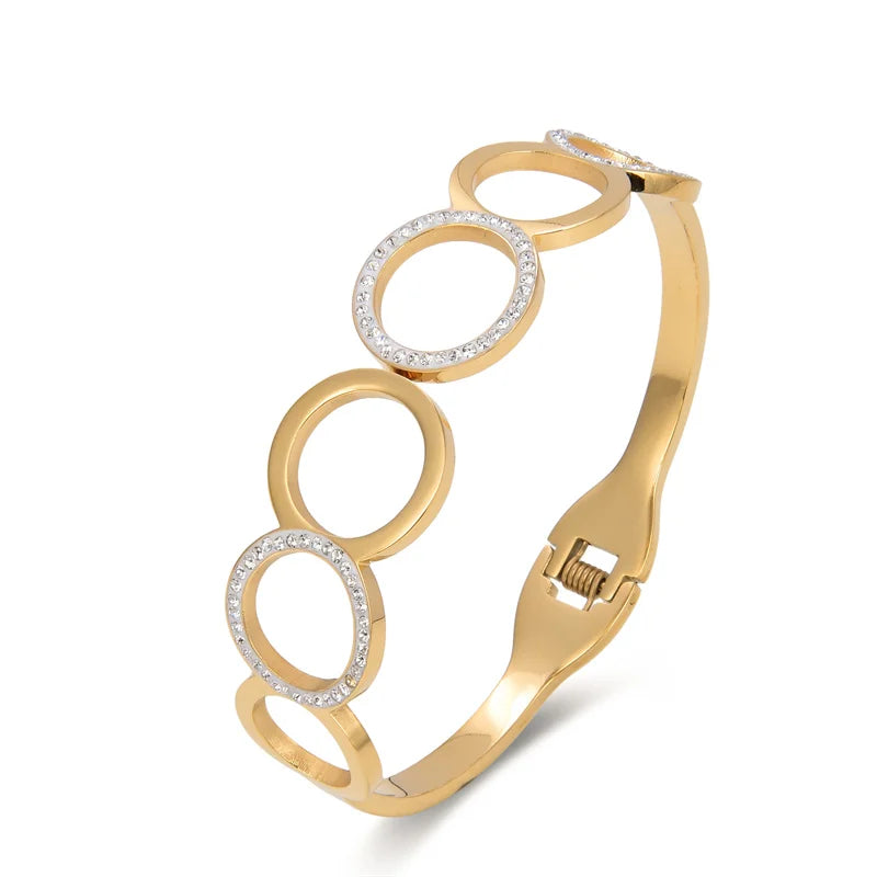 Hot Titanium Steel Bracelet Zircon Geometric Couple Bracelet