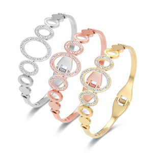 Lover's Circle Bangles Zirconia Bracelets Stainless Steel Wedding