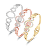 Lover's Circle Bangles Zirconia Bracelets Stainless Steel Wedding