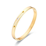 Stainless Steel Zircon Cuff Bangle 4/6/8mm Width Minimalist Bracelet Gift