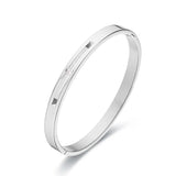 Stainless Steel Zircon Cuff Bangle 4/6/8mm Width Minimalist Bracelet Gift