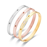 Stainless Steel Zircon Cuff Bangle 4/6/8mm Width Minimalist Bracelet Gift