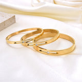 Stainless Steel Zircon Cuff Bangle 4/6/8mm Width Minimalist Bracelet Gift