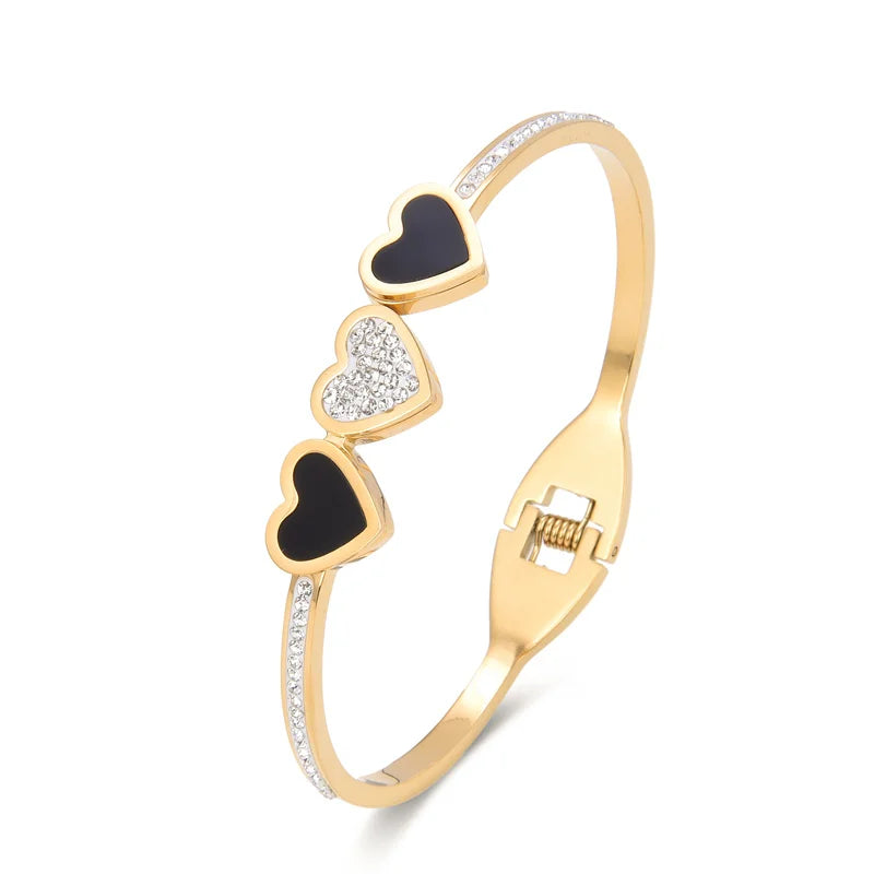 Heart Cuff Bracelet Bangle Zirconia Crystals Wedding Gift