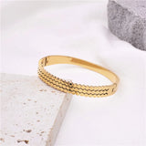 Stainless Steel Honeycomb Bangle Bracelet for Women