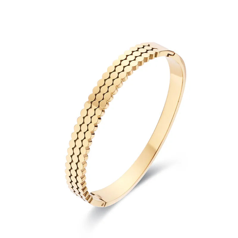 Stainless Steel Honeycomb Bangle Bracelet for Women
