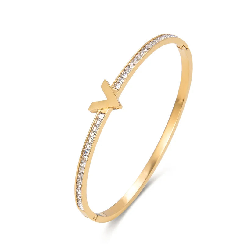 Geometric Zircon Bracelet Arm Cuff Crystal Bangles