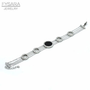 Roman Numerial Link Chain Bracelet Bangle with Shell Charm