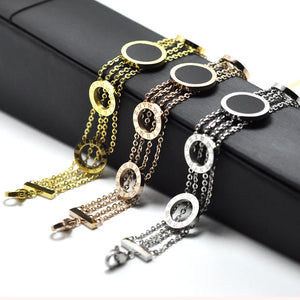 Roman Numerial Link Chain Bracelet Bangle with Shell Charm
