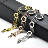 Roman Numerial Link Chain Bracelet Bangle with Shell Charm