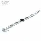Roman Numerial Link Chain Bracelet Bangle with Shell Charm