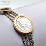 Roman Numerial Link Chain Bracelet Bangle with Shell Charm