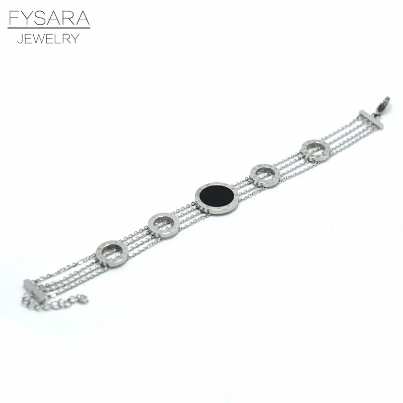 Roman Numerial Link Chain Bracelet Bangle with Shell Charm