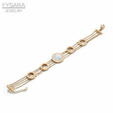 Roman Numerial Link Chain Bracelet Bangle with Shell Charm
