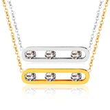 CZ Crystals Link Chain Couple Bracelets Stainless Steel Sliding Women Men