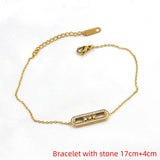 CZ Crystals Link Chain Couple Bracelets Stainless Steel Sliding Women Men