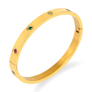 Colorful Zirconia Crystals Bracelets Stainless Steel Lovely Bangles For Women