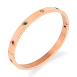 Colorful Zirconia Crystals Bracelets Stainless Steel Lovely Bangles For Women