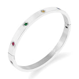 Colorful Zirconia Crystals Bracelets Stainless Steel Lovely Bangles For Women