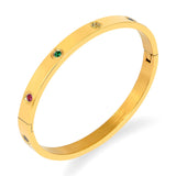 Colorful Zirconia Crystals Bracelets Stainless Steel Lovely Bangles For Women