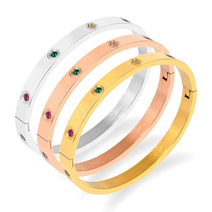 Colorful Zirconia Crystals Bracelets Stainless Steel Lovely Bangles For Women