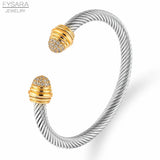 Stackable CZ Wire Bangle Cuff for Women Wedding Party Bracelet