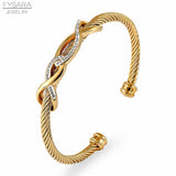 Stackable CZ Wire Bangle Cuff for Women Wedding Party Bracelet