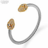 Stackable CZ Wire Bangle Cuff for Women Wedding Party Bracelet