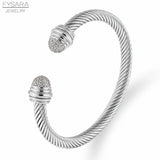 Stackable CZ Wire Bangle Cuff for Women Wedding Party Bracelet