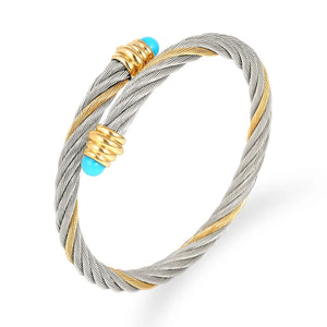 Stainless Steel Braided Cuff Bracelets Set Chain Link Wrap Bangles