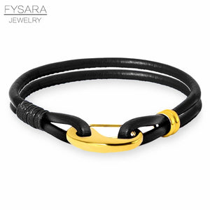 Men Leather Bracelet & Bangles Male Clasp Rope Bracelets