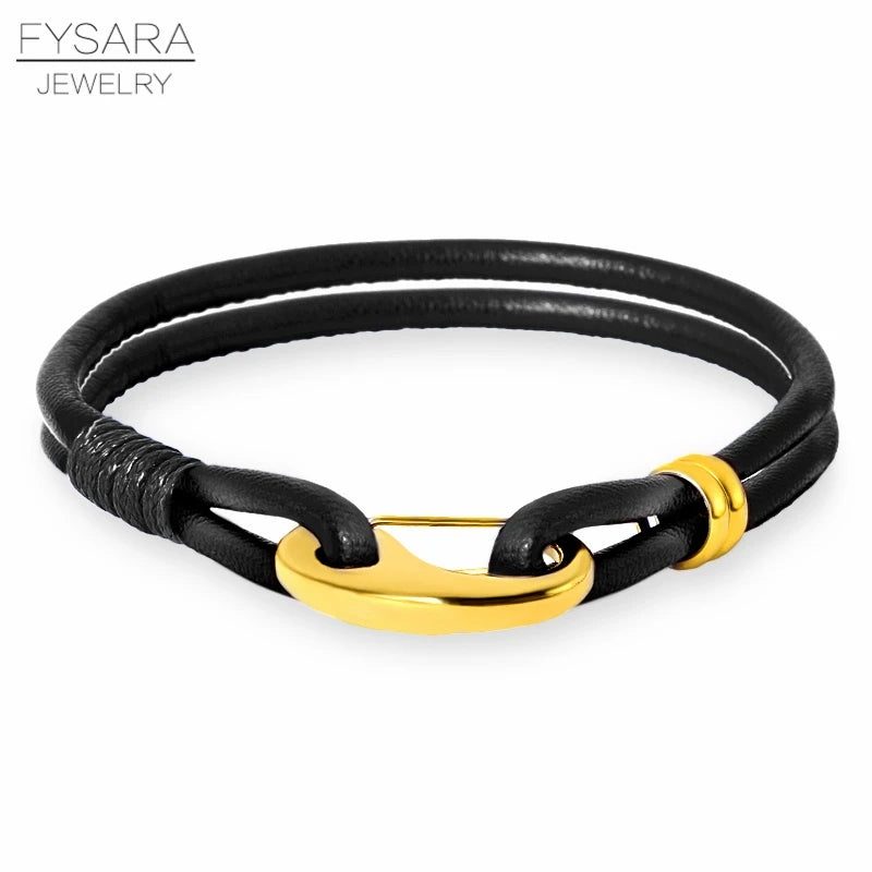 Men Leather Bracelet & Bangles Male Clasp Rope Bracelets