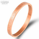 Stainless Steel Rose Couple Bracelet Roman Numeral Cuff Bangle