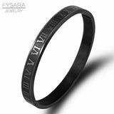 Stainless Steel Rose Couple Bracelet Roman Numeral Cuff Bangle