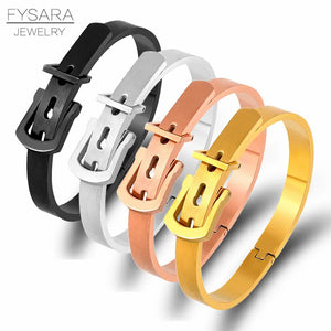 Men Wrist Buckle Belt Bracelets Titanium Steel Bangles Bracelets