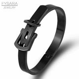 Men Wrist Buckle Belt Bracelets Titanium Steel Bangles Bracelets