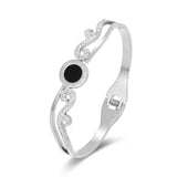 Silver/Rose CZ Stainless Steel Women Bangle Bracelet