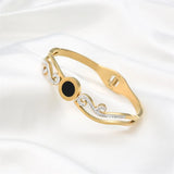 Silver/Rose CZ Stainless Steel Women Bangle Bracelet