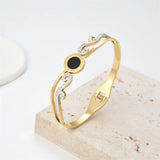 Silver/Rose CZ Stainless Steel Women Bangle Bracelet