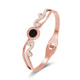 Silver/Rose CZ Stainless Steel Women Bangle Bracelet