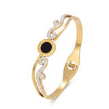 Silver/Rose CZ Stainless Steel Women Bangle Bracelet
