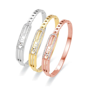 Stainless Steel Silver Rose Love Letter Bracelet