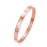 Classic Rose Silver CZ Crystal Bracelet Cuff Jewelry