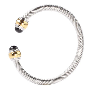 Stackable Cable Cord Bracelet with CZ - Bridal Wedding Jewelry
