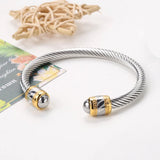 Stackable Cable Cord Bracelet with CZ - Bridal Wedding Jewelry