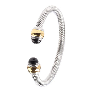 Stackable Cable Cord Bracelet with CZ - Bridal Wedding Jewelry