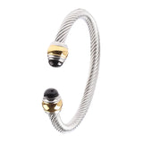 Stackable Cable Cord Bracelet with CZ - Bridal Wedding Jewelry