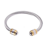 Stackable Cable Cord Bracelet with CZ - Bridal Wedding Jewelry