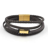 Hand Woven Multilayer Stainless Steel Men's Leather Bracelets