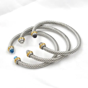 Colorful Zircon C Shape Twist Bracelet - Adjustable Party Jewelry